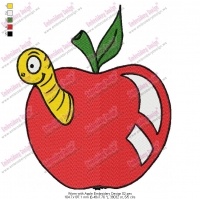 Worm with Apple Embroidery Design 02